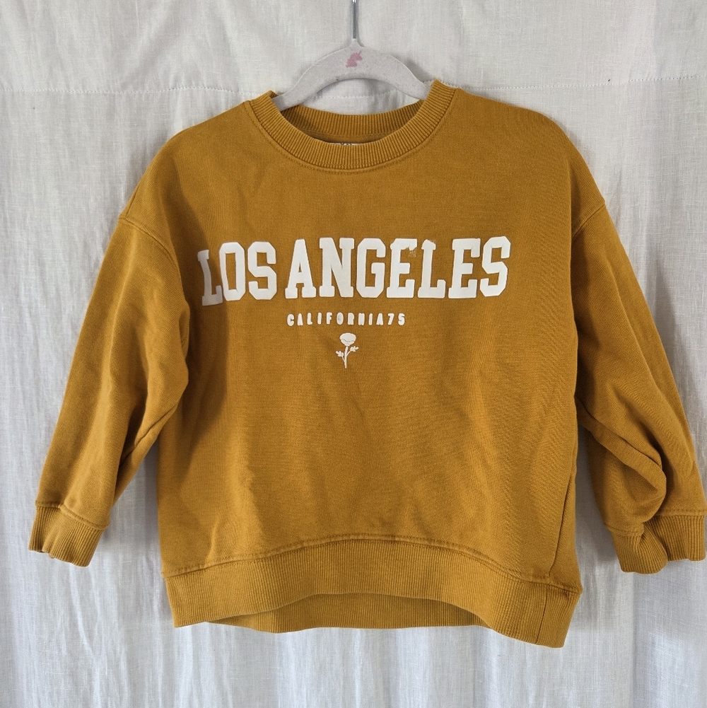 Zara Mustard Los Angeles Crewneck Sweatshirt